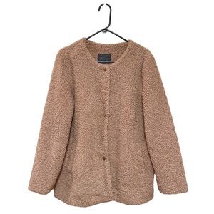 Sanctuary Snap Teddy Coat Tan Faux Fur Jacket/Coat